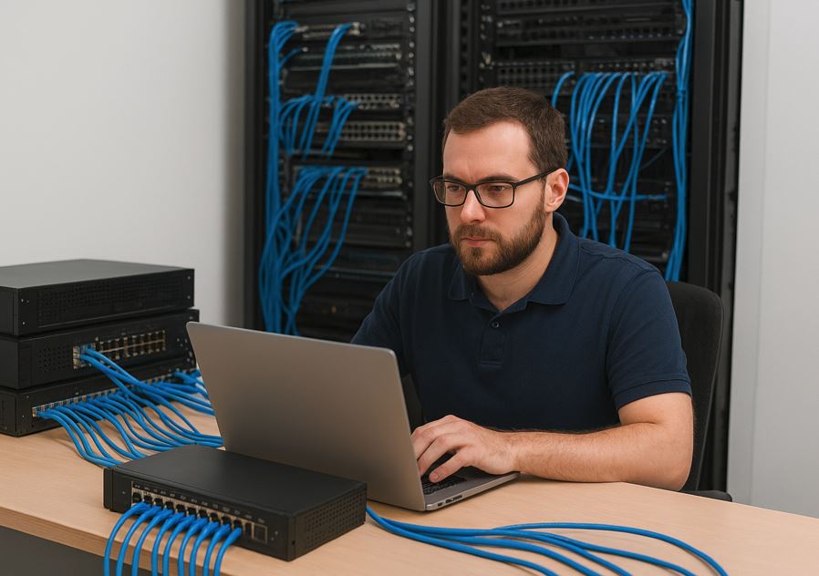 Network technician providing professional IT services in Montreal